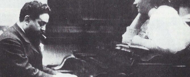 Portrait of Isaac Albéniz, composer of Tango in D, and his daughter.