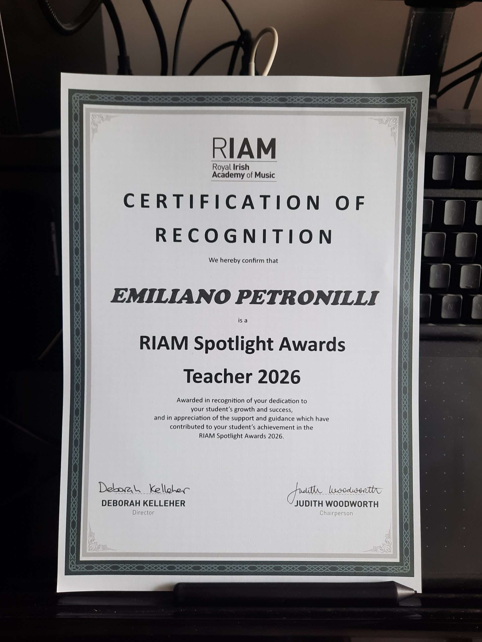 Certificate of RIAM Spotlight Award 2026